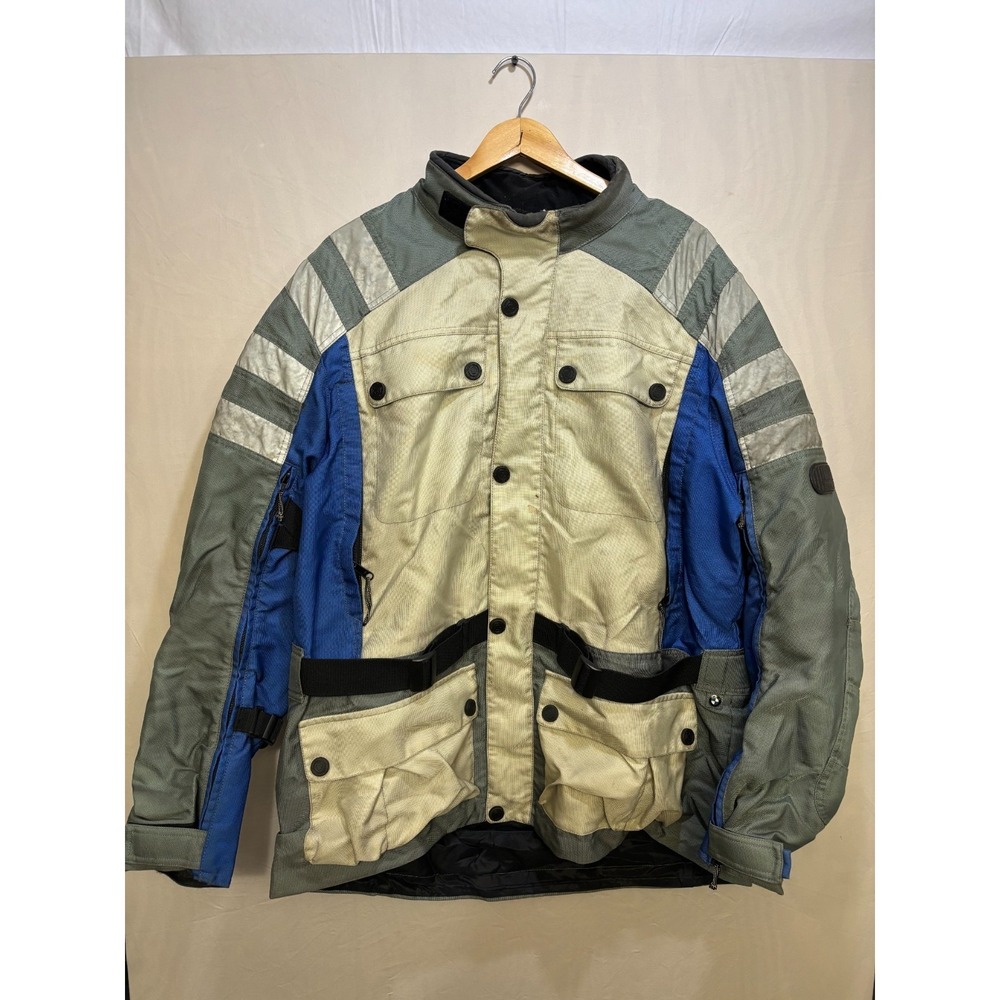 BMW Motorrad Savanna-2 Motorcycle Jacket Mens Gray Blue Pockets Lined 50L